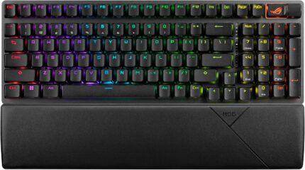 ASUS ROG Strix Scope II 96 Wireless Mechanical Gaming Keyboard – 96% Full-Size, Tri-Mode Connectivity, Hot Swappable Pre-lubed ROG NX Storm Clicky Switches, PBT Keycaps, RGB, PC/Mac Support - Black