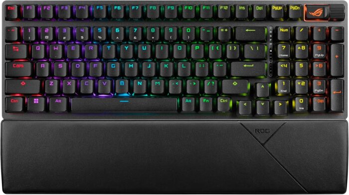 ASUS ROG Strix Scope II 96 Wireless Mechanical Gaming Keyboard – 96% Full-Size, Tri-Mode Connectivity, Hot Swappable Pre-lubed ROG NX Storm Clicky Switches, PBT Keycaps, RGB, PC/Mac Support - Black