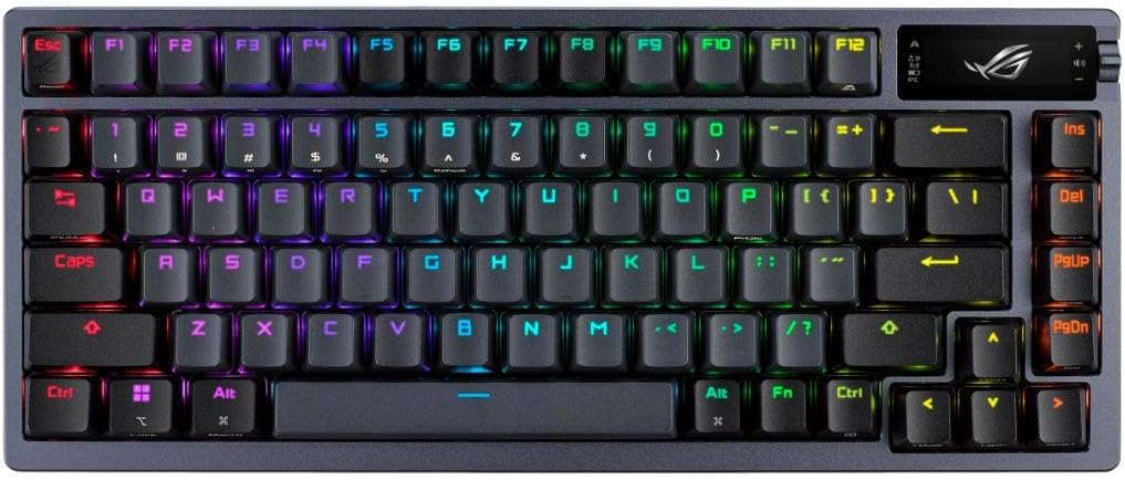 ASUS ROG Azoth Wireless Mechanical Gaming Keyboard – 75% TKL, Tri-Mode Connectivity, Hot Swappable Pre-lubed ROG NX Snow Linear Switches, PBT Keycaps, RGB, OLED Display, PC/Mac Support - Black