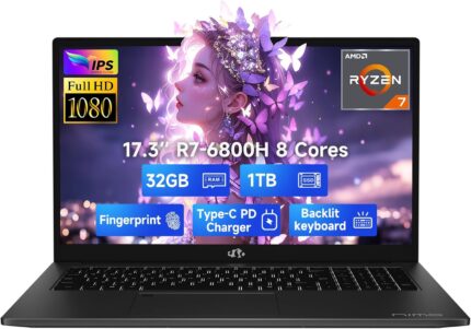 NIMO 17.3" IPS FHD-Gaming-Laptop, 8 Cores AMD Ryzen 7 6800H 32GB DDR5 RAM 1TB SSD (Beat i7-12700H Up to 4.7GHz) AMD Radeon 680M GPU-Computer with 100W Type-C Backlit Keyboard Fingerprint