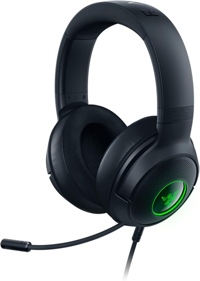 Razer Kraken V3 X Wired USB Gaming Headset: Lightweight Build - Triforce 40mm Drivers - HyperClear Cardioid Mic - 7.1 Surround Sound - Chroma RGB Lighting - Black (Renewed)