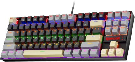 Redragon K552 Mechanical Gaming Keyboard, 87-Key Compact, LED Gaming Keyboard with Red Switches, Anti-Ghosting, Metal Frame for PC Gaming & Typing, Beginner-Friendly (Eclipse Gilded)