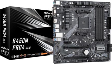 ASROCK B450M PRO4 R2.0 Socket AM4/ AMD B450/ DDR4/ SATA3&USB3.2/ M.2/ Micro ATX Motherboard