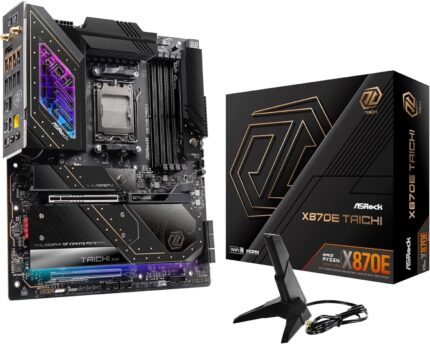 ASRock AMD X870E Taichi Ryzen Socket AM5 X870 Dual Channel DDR5 DIMMs 256 GB 8200 EATX Motherboard M.2 LED WiFi 7