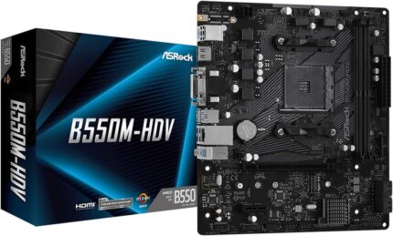 ASRock B550M-HDV Micro-ATX Motherboard, AMD Ryzen 5000/4000/3000 Series Support, DDR4 4733+ OC, PCIe 4.0, M.2 NVMe, Triple Display Output