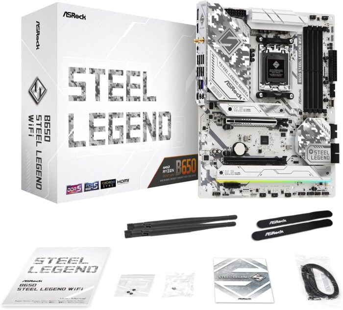 ASRock B650 Steel Legend WiFi 6E AMD Socket AM5 Ryzen 9000 8000 and 7000 Series SATA3 M.2 DDR5 7200+(OC) 256GB SATA3 6.0 Gb/s ATX Motherboard BIOS Flashback
