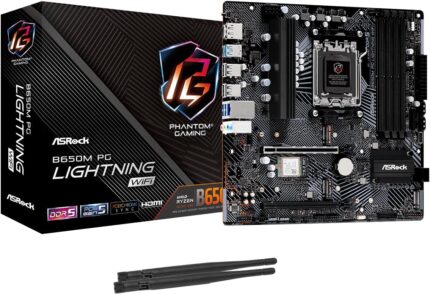 ASRock B650M PG Lightning WiFi 6E AMD Ryzen 9000/8000/7000 Series Socket AM5 B650 DDR5 up to 7200+ (OC) MHz 256 GB SATA3 6.0 Gb/s Micro ATX Motherboard M.2 RGB LED BIOS Flashback