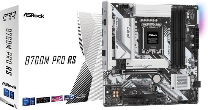 ASRock B760M Pro RS Motherboard DDR5 7200MHz HDMI DisplayPort eDP PCIe Gen5 (Graphics) 14th 13th 12th Gen Intel Core Processors LGA1700 192GB
