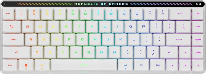 ASUS ROG Falchion RX Low Profile Wireless Gaming Keyboard – 65% Compact TKL, Tri-Mode Connectivity, ROG RX Red Optical Switches, RGB, Touch Panel, Keyboard Cover, PC/Mac Support - White