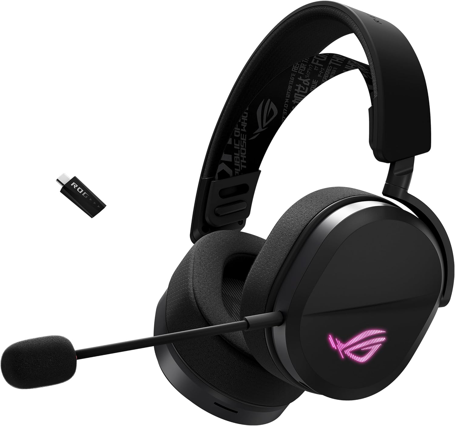 ASUS ROG Pelta Wireless Gaming Headset (BT, ROG SpeedNova 2.4GHz, USB-C, Lightweight 309g, 50mm ROG Titanium-Plated Drivers, 10mm Super-Wideband Mic, RGB, 70HR Battery, for PC, Switch, PS5)- Black