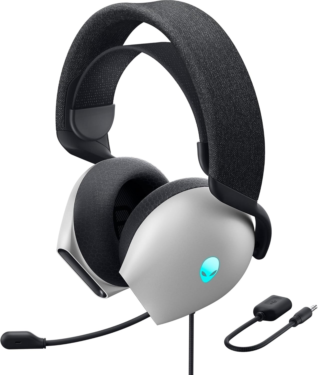 Alienware AW520H Wired Gaming Headset - Dolby Atmos, Unidirectional, AlienFX 16.8 Million RGB Colors, Microphone Mute, Volume On-headset Controls, 40mm Hi-Res Certified - Lunar Light