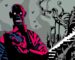 stylized drawing of Zombie removing mask in front of large mausoleum in Dread Delusion.