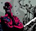 stylized drawing of Zombie removing mask in front of large mausoleum in Dread Delusion.