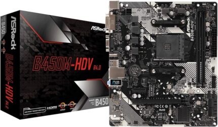 B450M-HDV R4.0 AMD B450 AM4 Socket Ryzen 2000 - 5000 Processors DDR4 3200 64GB HDMI DVI-D D-Sub Motherboard SATA 6Gb/s Micro ATX M.2