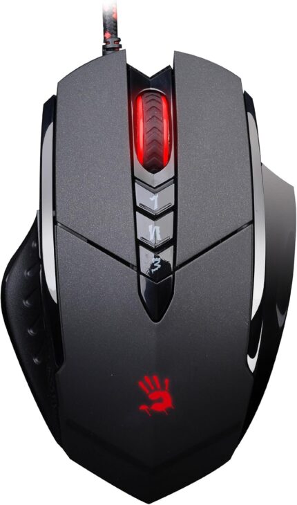 Bloody V7 Ergonomic Claw Grip Gaming Mouse with Rubberized Black Coating - Macros/Scripting/Automation - 8 Programmable Buttons - 3200 DPI