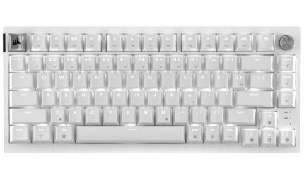 Corsair K65 Plus Wireless 75% RGB Hot-Swappable Mechanical Gaming Keyboard for Mac and iPad – Pre-Lubricated MLX Red v2 Linear Switches, Sound Dampening – QWERTY NA Layout – Frost White