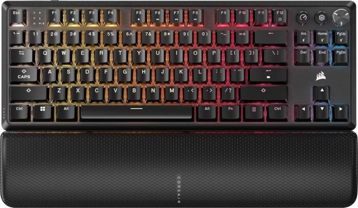 Corsair K70 CORE TKL Wireless RGB Tenkeyless Mechanical Gaming Keyboard – Pre-Lubed MLX Red v2 Linear Switches, SOCD, ABS Double-Shot Keycaps, Sound Dampening, 1000Hz Polling, QWERTY NA – Black