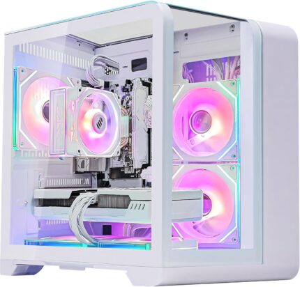 Curved Pannel Gaming PC - AMD Ryzen 7 7800X3D 8-Core 4.2 GHz - GeForce RTX 5060 8GB -32GB DDR5 6000MHZ RAM - 1TB PCIe SSD - WiFi &Bluetooth - RGB Fans- Windows 11 Pro Desktop Computer-White