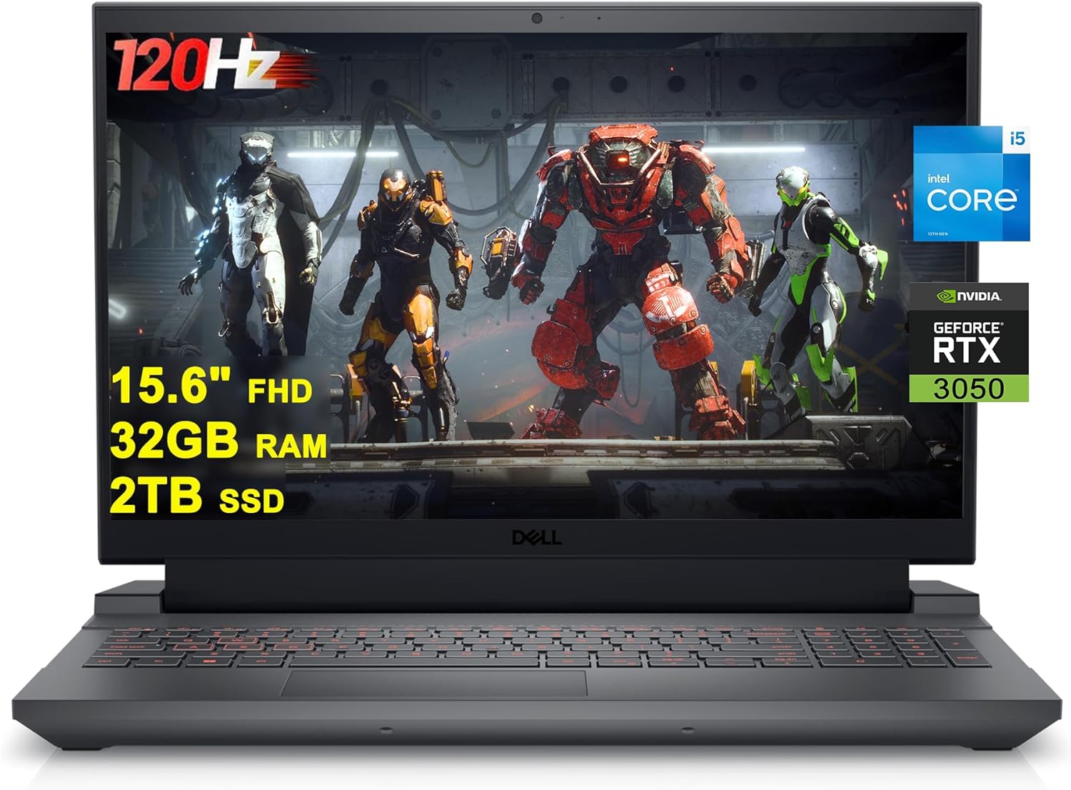 DELL G15 5530 Gaming Laptop 15.6" FHD 120Hz Intel 10-Core i5-13450HX (Beat i7-12650H) 32GB RAM 2TB SSD GeForce RTX 3050 Backlit USB-C Win11 Black