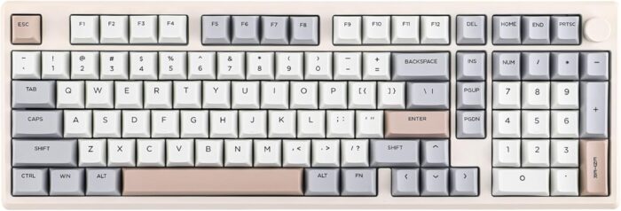 EPOMAKER Galaxy100 QMK/VIA Wireless Gaming Keyboard, Aluminum Shell, Bluetooth/2.4Ghz/USB-C, Pre-Lubed Hot-Swappable Linear Switches, NKRO, RGB Backlit (Creamy White, Marble White Switch)