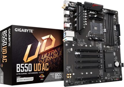 GIGABYTE B550 UD AC (rev. 1.2) Motherboard, Supports AMD AM4 Ryzen 5000 Processors, ATX, DDR4, Dual M.2, SATA 6Gb/s, Intel 802.11a/b/g/n/ac, Realtek GbE LAN, PCIe 4.0