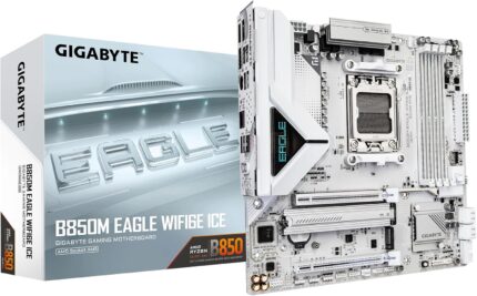 GIGABYTE B850M Eagle WIFI6E ICE AMD AM5 Motherboard, M-ATX, DDR5, 2X M.2, PCIe 5.0, USB-C, USB 3.2 Gen 2, WIFI6E, 2.5GbE LAN, EZ-Latch, Wi-Fi EZ-Plug