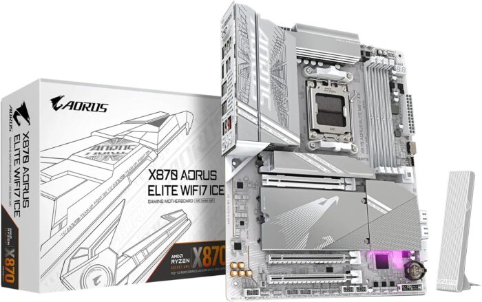 GIGABYTE X870 AORUS Elite WIFI7 ICE AMD AM5 LGA 1718 Motherboard, ATX, DDR5, 4X M.2, PCIe 5.0, USB4, WIFI7, 2.5GbE LAN, EZ-Latch, 5-Year Warranty