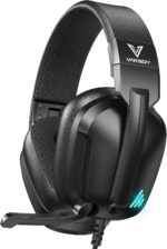 Gaming Headset for PC, PS5, PS4, Xbox Series X, Switch, Wired Gaming Headphones with Noise Cancelling Mic, Stereo Sound, Folding Design, 3.5mm Audio Jack(Black)