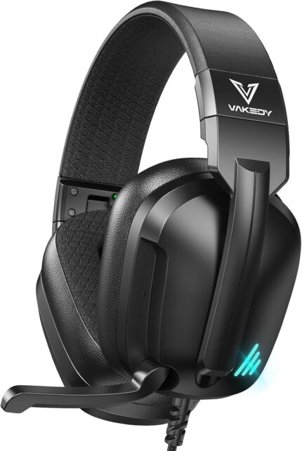 Gaming Headset for PC, PS5, PS4, Xbox Series X, Switch, Wired Gaming Headphones with Noise Cancelling Mic, Stereo Sound, Folding Design, 3.5mm Audio Jack(Black)