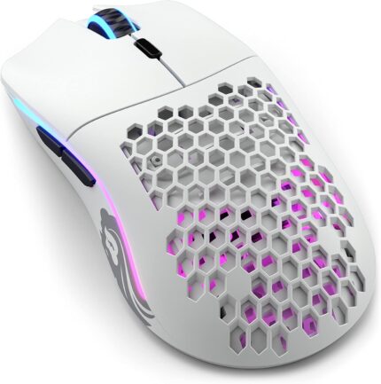 Glorious Gaming Model O Wireless Gaming Mouse - Superlight, 69g Honeycomb Design, RGB, Ambidextrous, Lag Free 2.4GHz Wireless, Up to 71 Hours Battery - Matte White (RENEWED)