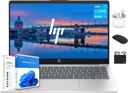 HP 14 Ultrabook Laptop Computer 2025 Premium Lifetime Office 2024, Copilot AI, 8-Core Intel Core i3, 32GB RAM, 1.5TB Storage (1TB SSD + 500GB Ext), Wi-Fi 6, Long Battery, Win 11 Pro, HubxcelAccessory