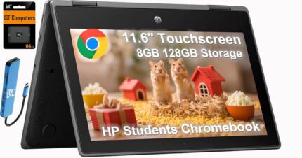 HP Chromebook X360 Fortis 2-in-1 Laptop (11.6" Touchscreen, Intel N5100, 8GB RAM, 128GB Storage (64GB+64GB)), Ruggedized & Spill-Resistant, Convertible, Student, Home, Long Battery Life, Chrome OS