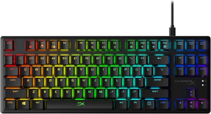 HyperX Alloy Origins Core - Tenkeyless Mechanical Gaming Keyboard, Software Controlled Light & Macro Customization, Compact Form Factor, RGB LED Backlit, Tactile HyperX Aqua Switch,Black