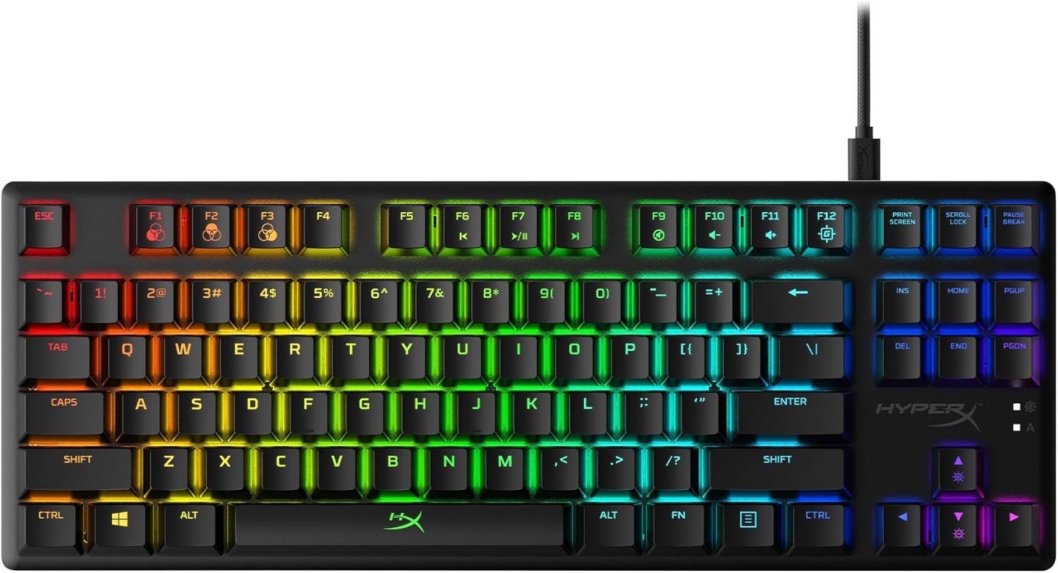 HyperX Alloy Origins Core - Tenkeyless Mechanical Gaming Keyboard, Software Controlled Light & Macro Customization, Compact Form Factor, RGB LED Backlit, Tactile HyperX Aqua Switch,Black