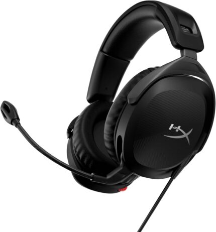 HyperX Cloud Stinger 2 – Wired PC Gaming Headset with Mic Noise Cancelling Over-Ear DTS Headphone:X Spatial Audio 50mm Drivers Swivel-to-mute Premium Leatherette for Windows Desktop, Black (Renewed)