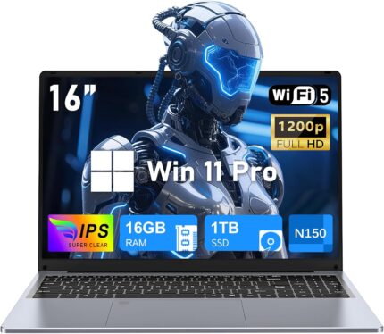 Laptop Computer, Gaming Laptop 2025 Win 11 Pro, 16 Inch Lap Top PC, 16GB RAM 1TB SSD, Intel 13th Gen N150 Processor(up to 3.6GHz), Backlit Keyboard, FHD 1920 * 1200, Students, Business