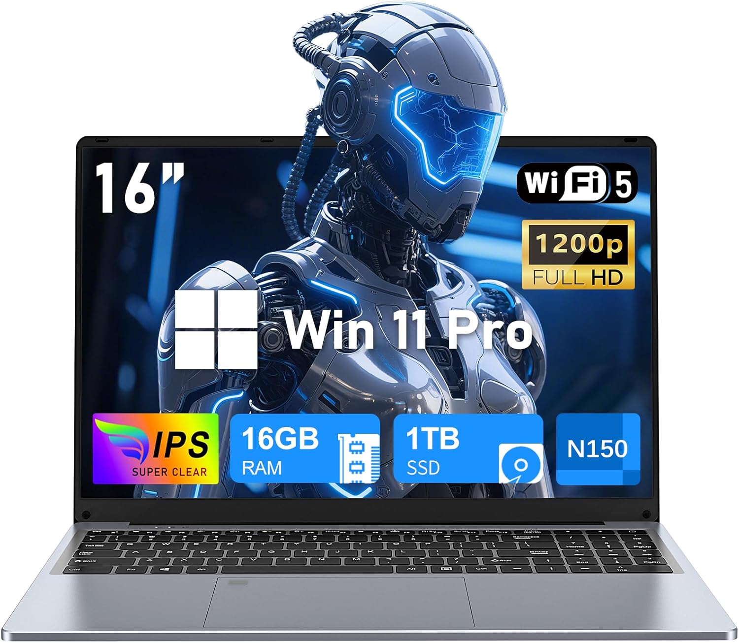 Laptop Computer, Gaming Laptop 2025 Win 11 Pro, 16 Inch Lap Top PC, 16GB RAM 1TB SSD, Intel 13th Gen N150 Processor(up to 3.6GHz), Backlit Keyboard, FHD 1920 * 1200, Students, Business