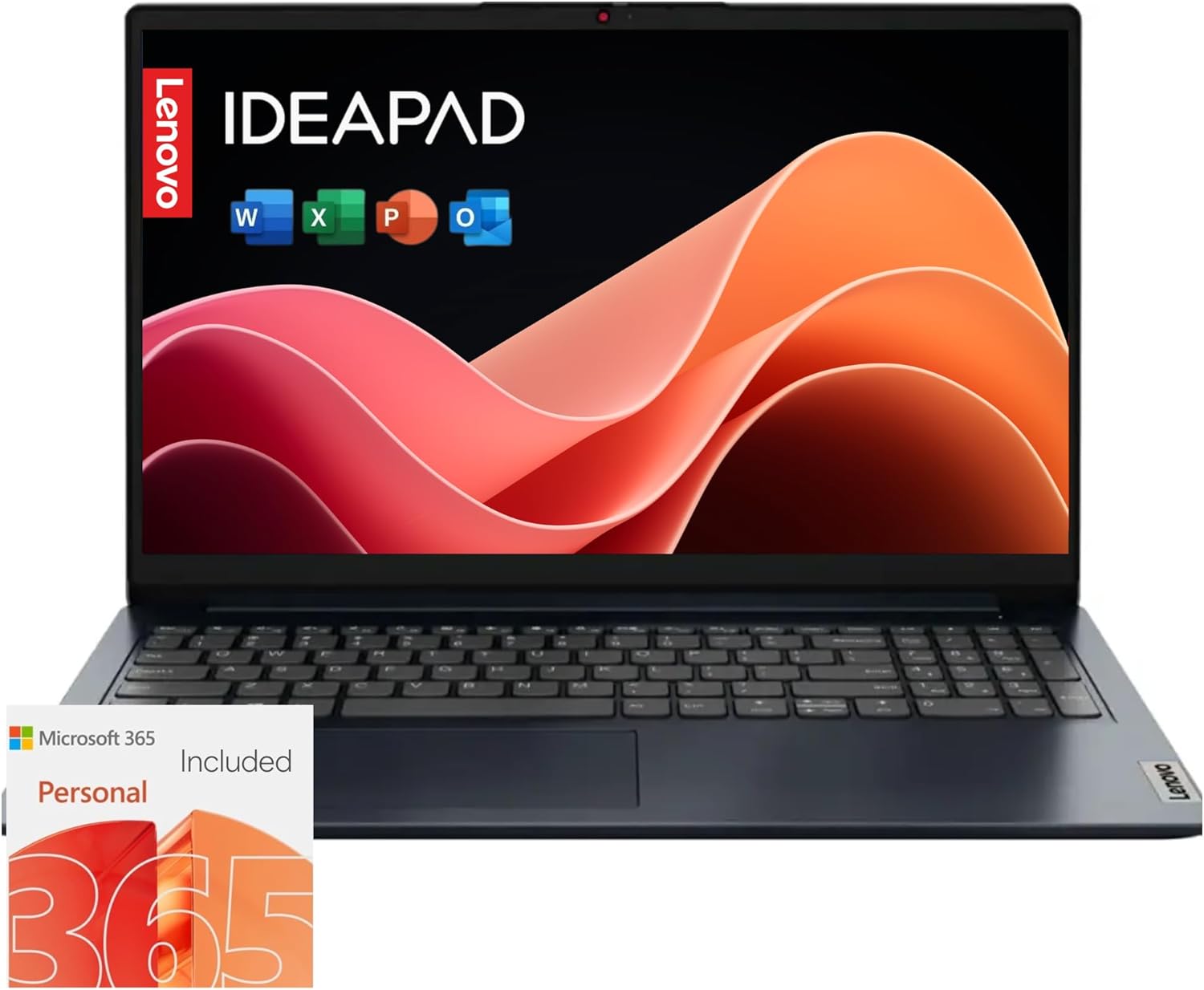 Lenovo IdeaPad 1i Laptop with Microsoft 365 Home and Business • 12GB RAM • 1TB Cloud Storage and 256GB SSD • Intel Core • 15 Anti-Glare Screen • WiFi-6 • 11HR Battery • Windows 11 • w/o Earbuds
