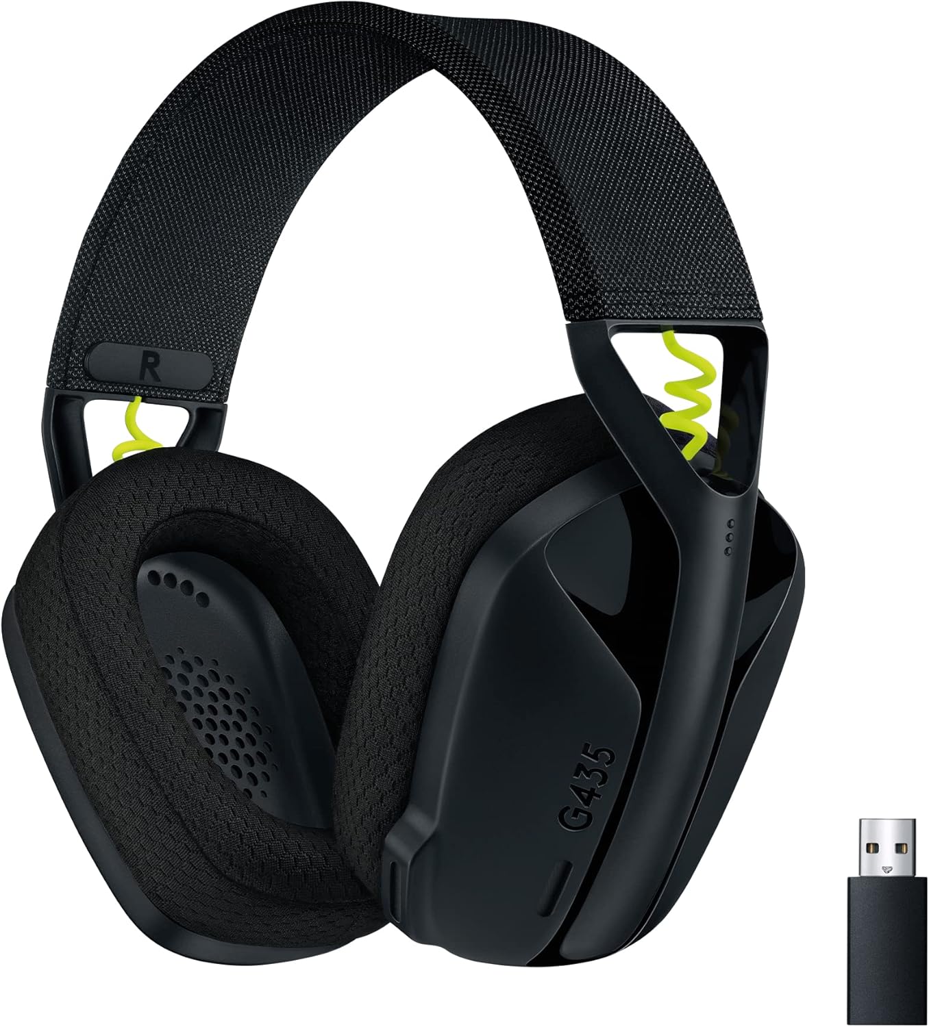 Logitech G435 LIGHTSPEED and Bluetooth Wireless Gaming Headset - Lightweight over-ear headphones, built-in mics, 18h battery, compatible with Dolby Atmos, PC, Mobile - Black