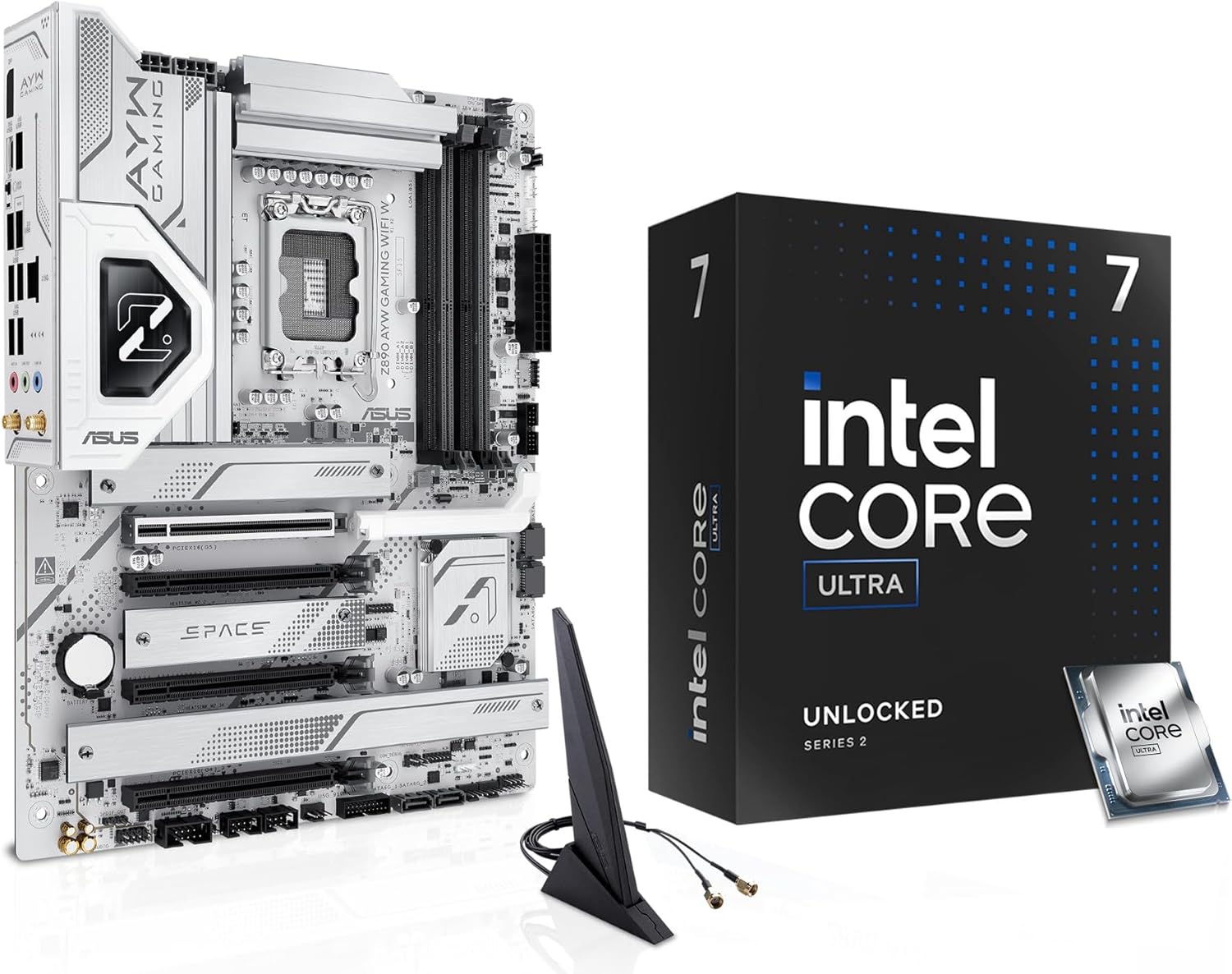 MICRO CENTER CPU Motherbard Combo - Intel Ultra 7 265K 20-Cores Unlocked Gaming Desktop Processor with Asus Z890 AYW Gaming WiFi W LGA 1851 ATX Motherboard