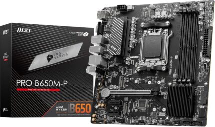 MSI PRO B650M-P V1 Motherboard, Micro-ATX - Supports AMD Ryzen 9000/8000 / 7000 Series Processors, AM5 - DDR5 Memory Boost 6000+MHz/OC, 1 x PCIe 4.0 x16, 2 x M.2 Gen4, 2.5G LAN