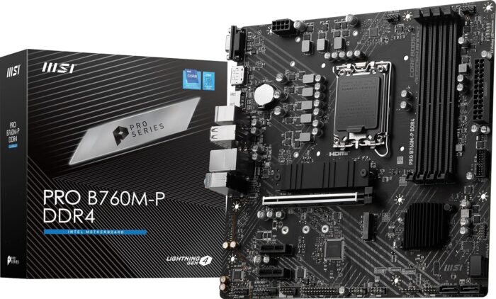 MSI PRO B760M-P DDR4 ProSeries Motherboard (Supports 12th/13th/14th Gen Intel Processors, LGA 1700, DDR4, PCIe 4.0, M.2, USB 3.2 Gen2, HDMI/DP, mATX)