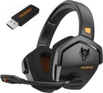 NUBWO Wireless Gaming Headset with Mic for Ps5 Ps4 PC, Zero Interference, 100-Hour Battery All-Day Play, 23ms Sync​ for Fortnite & Call of Duty/FPS Gamers, Triple Mode All Devices Compatible - Orange