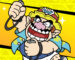 Wario grinning and dancing with a pair of JoyCons.