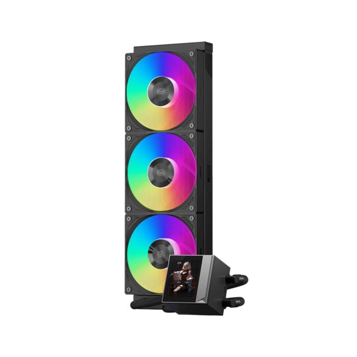 PCCOOLER CPU Cooler Liquid Freezer, 360mm AIO Liquid Cooling, High-Performance Pump, 2.4” IPS Display, CPS ARGB Water Cooling with Quiet F5 R120 Fans(DC360 Black)