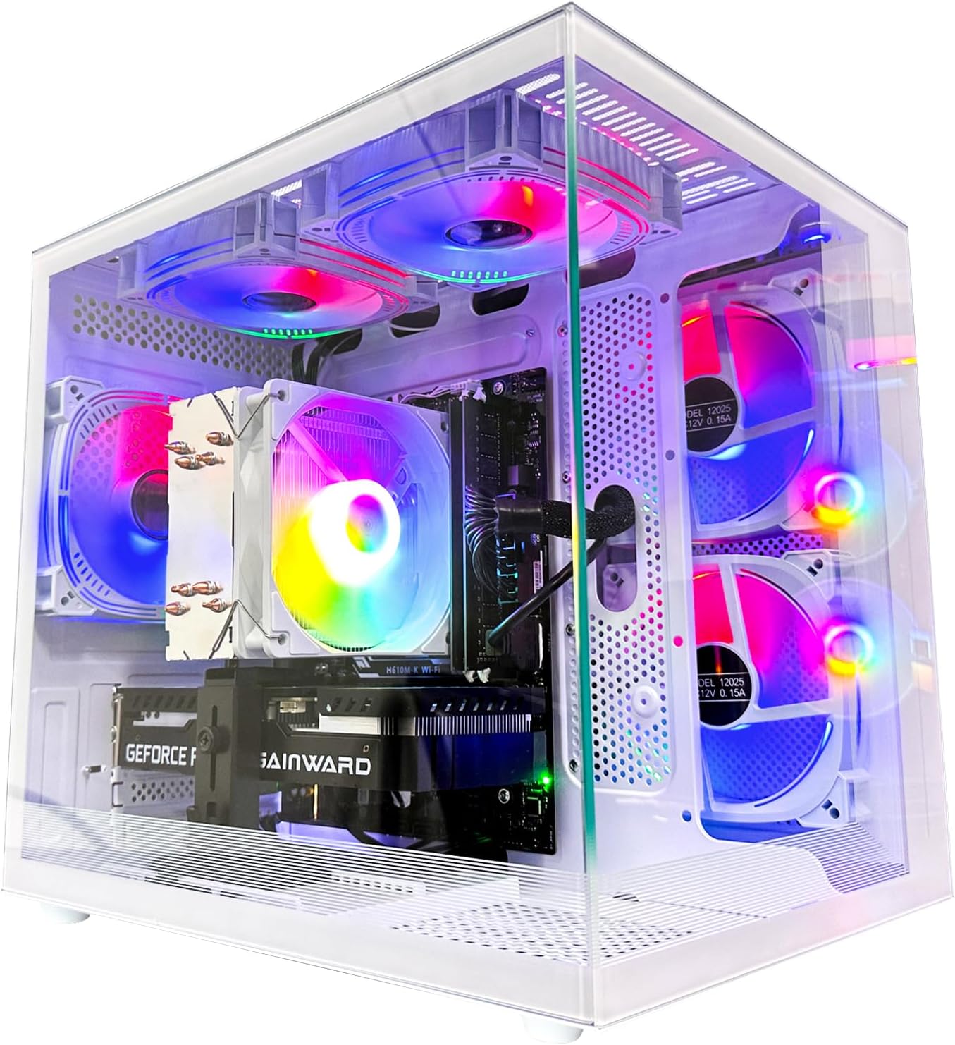 PreBuilt Gaming PC AMD Ryzen7 8700F(8Core 16Threads Up to 5.0G) 32G DDR5 RAM Nvme 1TB SSD RTX 4060 8G WiFi 6 Desktop Computers White