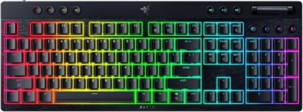 Razer BlackWidow V4 Low Profile HyperSpeed Wireless Gaming Keyboard: Yellow Mechanical Switches - 2.4GHz Wireless & Bluetooth - Multi-Function Roller - 11 Control Buttons - Long Battery Life