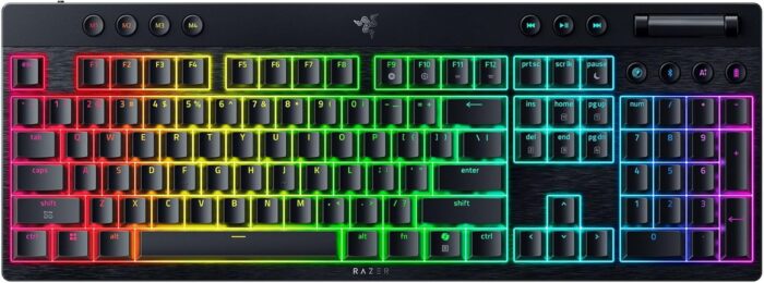 Razer BlackWidow V4 Low Profile HyperSpeed Wireless Gaming Keyboard: Yellow Mechanical Switches - 2.4GHz Wireless & Bluetooth - Multi-Function Roller - 11 Control Buttons - Long Battery Life