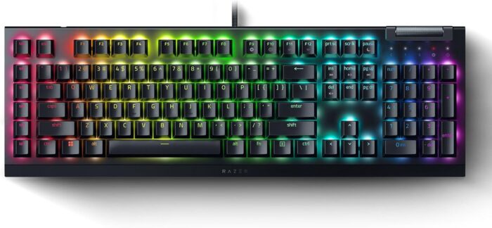 Razer BlackWidow V4 X - Mechanical Gaming Keyboard: Green Switches Tactile & Clicky, 6 Dedicated Macro Keys, Chroma RGB, Doubleshot ABS Keycaps, Media Controls, Sound Dampening & Stabilizers (Renewed)