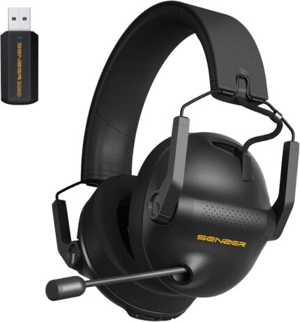 SENZER SG600 Wireless Gaming Headset with Microphone - 7.1 Surround Sound, Noise Canceling Mic, 2.4GHz Wireless & Bluetooth 5.3 - Foldable Gaming Headphones for PC PS5 PS4 (Not Xbox Compatible)